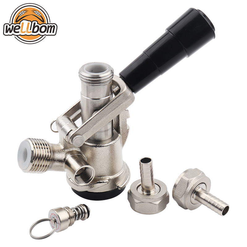 Beer Keg Coupler D Type System with Safety Pressure Relief Valve for US Domestic Sankey Keg with Black Lever Handle