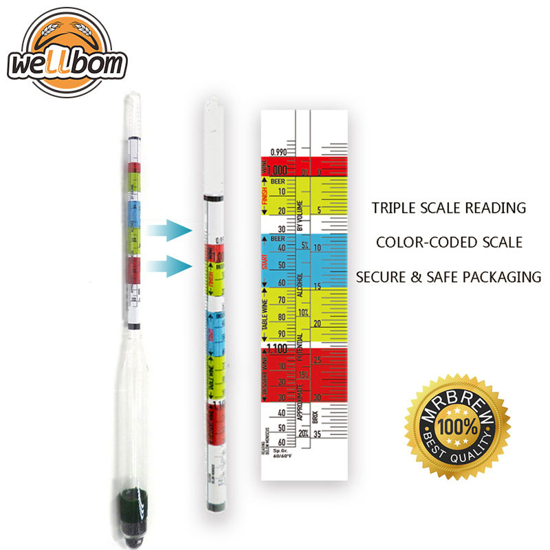 Triple Scale Hydrometer For Home brew Wine Beer Cider Alcohol Testing 3 Scale hydrometer Top quality