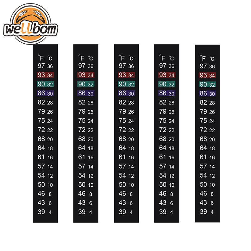Brewing Thermometer Adhesive Strip, Aquarium Thermometer Sticker for Fish Tank 39 - 97F & 4 to 36C