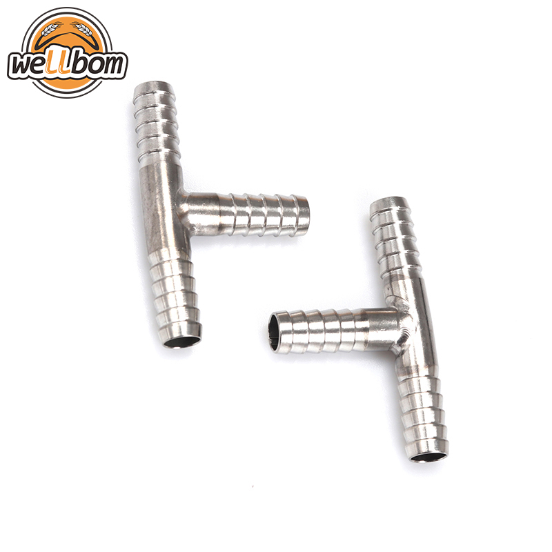 Stainless Steel Hose Barb T-Shaped Barb Fitting 3-Way beer hose Connector Fittings for 8mm beer line