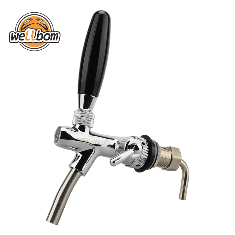 Draft Beer Tap Adjustable Beer Faucet with Flow Controller,Long Handle & Chrome Plating Shank with Ball Lock Kits Bar Accesories
