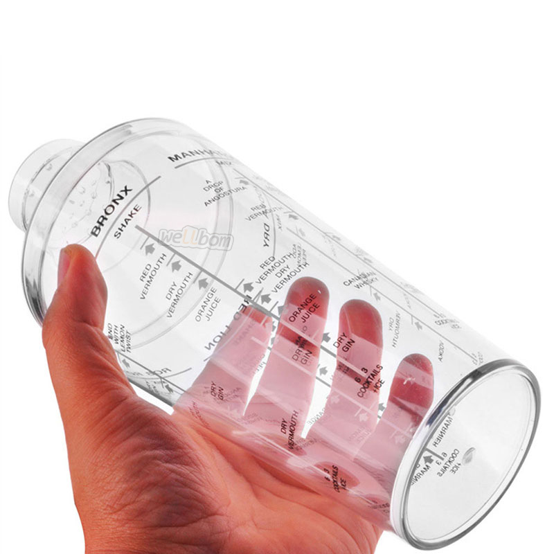 700ml Food-grade PC transparent shaker grams pot scale cup Bar